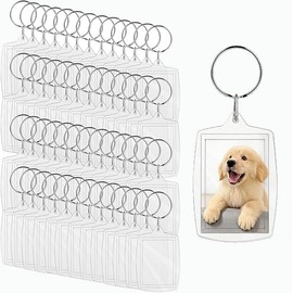 Yolispa Llavero de acrlico transparente para fotos en blanco, 50 unidades                                                                             