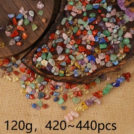 DAHI Approx. 430 Pieces 7 Chakra Beads for Threading Crystals Beads Crystal Stones Beads for Bracelets Necklaces Earrings Jewellery Making Crafting Natural Irregular Drilled DIY Gemstones (7 Chakra)