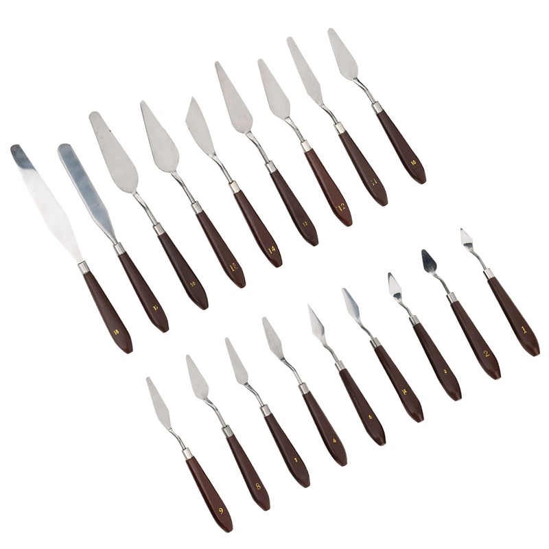 18Pcs Paint Scraper Knife Exquisite Plastic Handle Oil Painting Tool