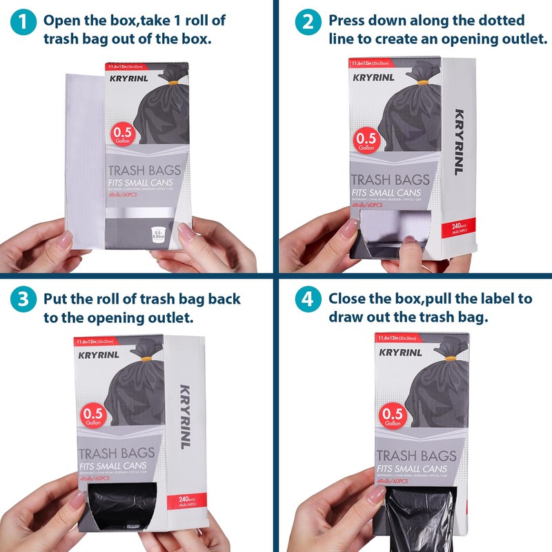 Strong Mini Trash Bags, 0.5 Gallon, 240 Counts, Small Garbage