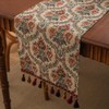 Rustic Floral Table Runner with Tassels, Retro Boho Style Spring