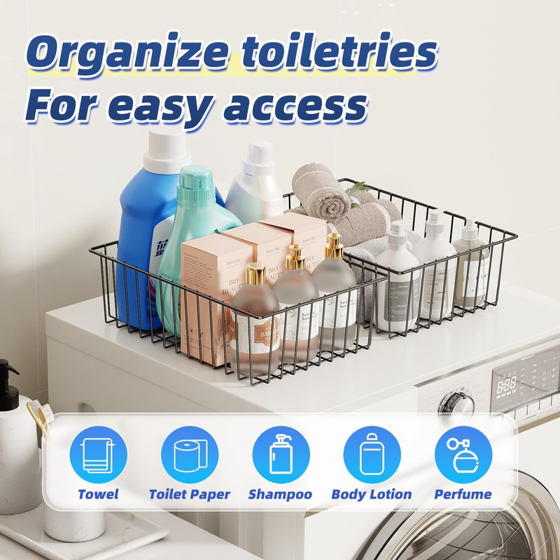 Simple Trending 6 Pack Large Wire Baskets for Organization, Metal