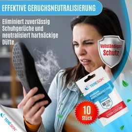 Tereson Shoe Deodorizer Powder – Long-Lasting Odor Eliminator for Shoes, Sneakers & Boots – Freshness for Up to 60 Days – 10 Single-Use Sachets