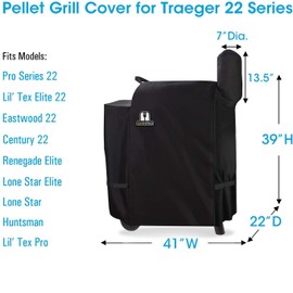 SUPJOYES Grill Cover for Traeger Pro 22 Series Wood Pellet Grill, Heavy Duty Waterproof BBQ Accessories for Traeger 22 Series, Outdoor Full Length Smoker Cover