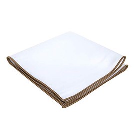 Flairs New York Gentleman's Essentials Weekend Casual White Pocket Square (White/Cigar Brown)