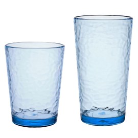 KLIFA- NICE- 14.7 & 20 ounce, Set of 8, Acrylic Tumbler & Highball Drinking Glasses Cups, BPA-Free, Stackable Plastic Drinkware, Dishwasher Safe, Blue