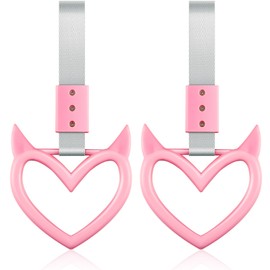 Fabbay 2 Pieces Heart Handle Keychains Car Accessory Heart Hand Strap Drift Charm for Car Interior Exterior Decoration(Pink,Devil Style)