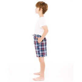 TINFL - Pantalones cortos largos de algodón a cuadros para niños con cordón y bolsillo, Bb-aa005-azul marino, 12 Años