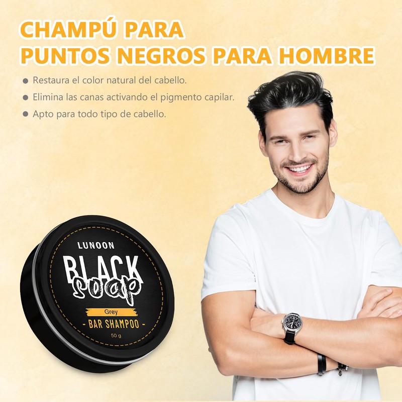 2PC Jabón de depilación de cabello gris natural, champú para