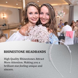 FASOTY 6 Pcs Rhinestone Headbands for Women Silver Bridal Wedding Headband Crystal Headpiece Flower Leaf Butterfly Tiara Crown Wedding Hair Accessories for Women Girls