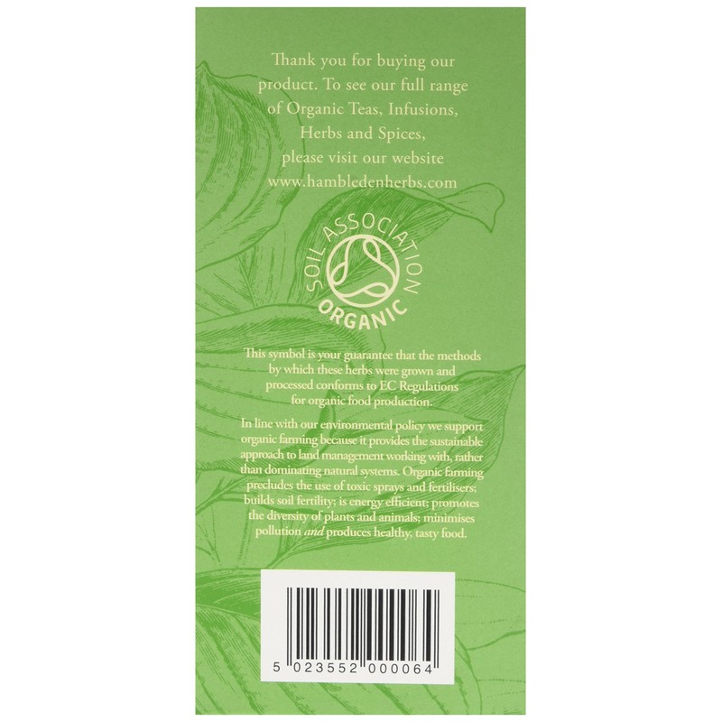 Hambleden Herbs Organic Lemon Verbena 20 Tea Bags (Pack of