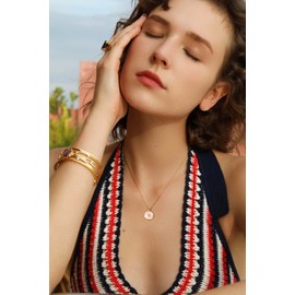 S.Leaf Gold Necklaces for Women Coin Necklace Starburst Pendant Sterling Silver Necklace (Heart_Gold)