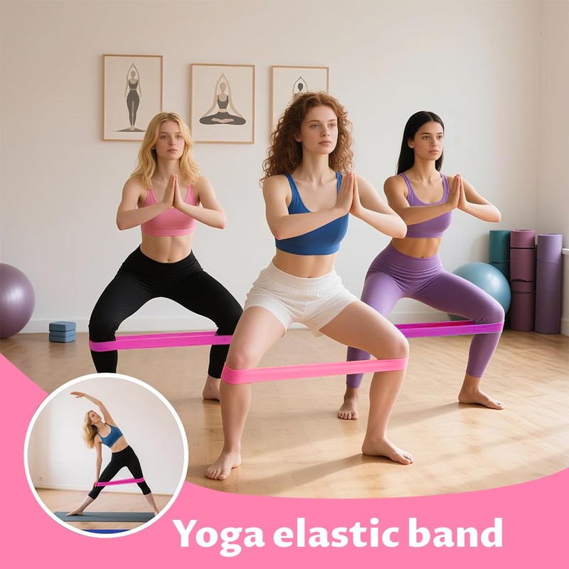 Elastic Fitness Bands, TPE Material, Pink, Set of 5, Therapy