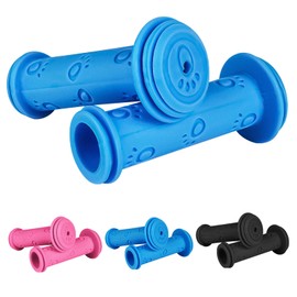 URAQT Bike Handlebar Grips, Soft Non-Slip Handlebar Grips, Cute Paw Print Kid's Bike Handlebars, Mountain Bike Grips Rubber, Scooter Handle Grips, Universal Bicycle Handlebar Grips for Kids(Blue)