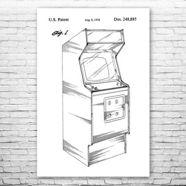 Arcade Video Game Cabinet Poster Print, Arcade Blueprint, Video Game Art, Game Designer Gift, Game Room Decor Black & White (5 inch x 7 inch)