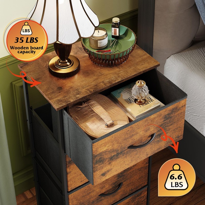 WLIVE Dresser with 4 Drawers, Fabric Storage Tower, Organizer Unit