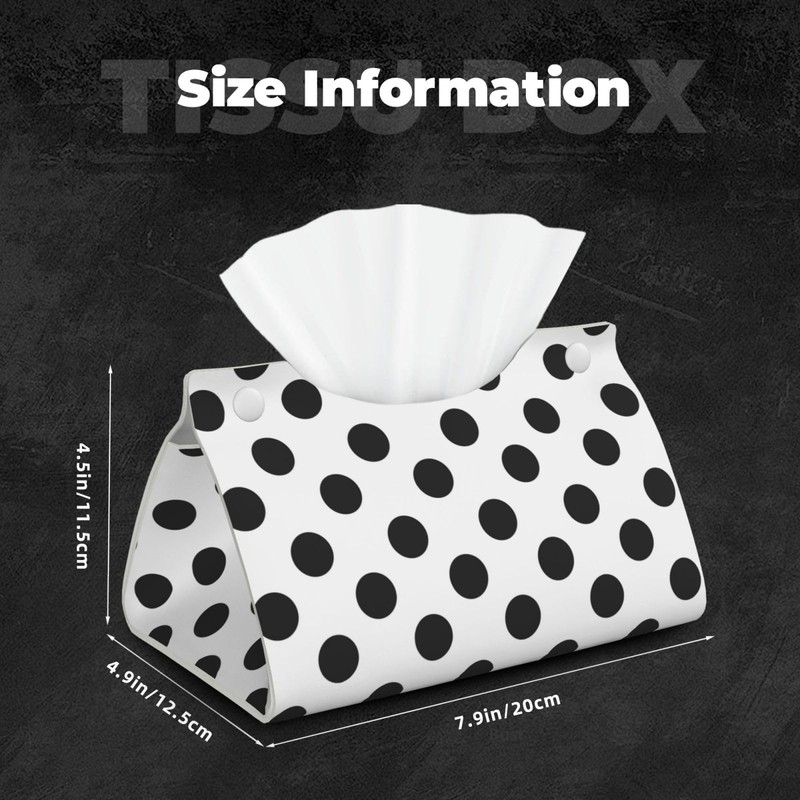 DSSWTP Polka Dot Black White Tissue Box Cover Rectangle PU