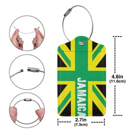 Jamaican Kingdom Flag 2 Pack Luggage Tags, Unique Leather Suitcase Tags Identifiers with Privacy Name Address Labels & Durable Steel Loop