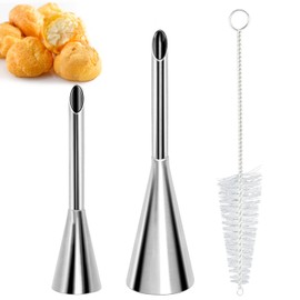 Icing Nozzles Filling Nozzle Wind Bag Icing Nozzle Filling for Baking Pastry Filler Long Piping Nozzles Doughnut Filling Stainless Steel Doughnut Filler for Jam Cream Bakers