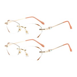 OCCI CHIARI Rimless Blue light Reading Glasses 2.0x Women 2 Pack Readers Designer Eyeglasses(1.0 1.5 2.0 2.5 3.0 4.0)