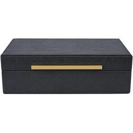 XIGEXIGE Small Black Shagreen box Faux Leather Decorative Box,Keepsake And Memory Storage Decorative Boxes with Lids for Modern Home Decor Jewelry Box Organizer