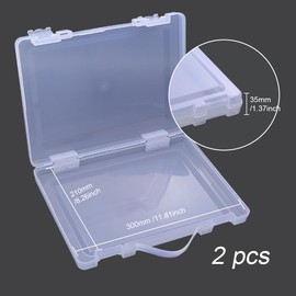 WYAN 2 Pcs A4 Lever arch files Storage Boxes,Clear Plastic Beads Storage Containers Box,Rectangle Bead Holder Plastic Cases,Building Block Organiser,for storing items (30 * 21cm)