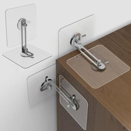 fogman Furniture Fall Prevention, No Drilling Required, Inconspicuous, Clear Hardware, Shelf, Rental, Earthquake Prevention, Set of 4 (Metal Fittings, 1.8 inches (4.5 cm)