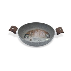 Olympia Woody 11 Inch / 28 cm Non-Stick Die Cast Aluminum Deep Pan With 2 Side Handles