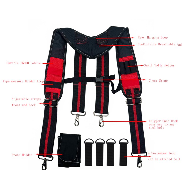 Infithvac Tool Belt Suspender for Men 4 Point Padded with