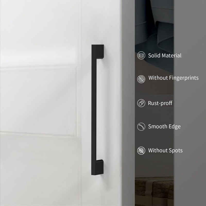 KNOKLOCK 10 Pack 5 Inch(128mm) Kitchen Cabinet Handles Matte Black