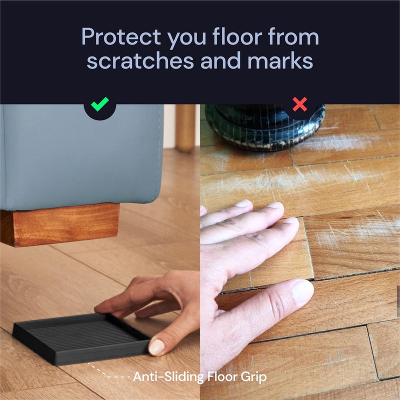 CasterMaster Non Slip Furniture Pads - Square Rubber Anti Skid