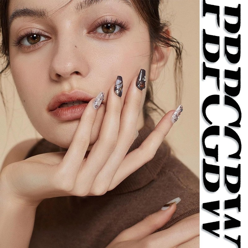 24Pcs Cute Summer Press on Nails Short Almond French Tip