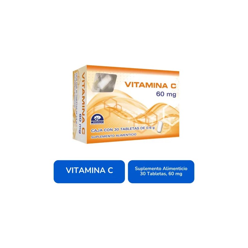 Vitamina C Caja Con 30 Tabletas 60 Mg Natutech