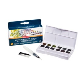 Derwent Graphitint Watercolour Paint Set, 12 Piece Set, Half Bowl Size, Water Soluble, Ideal for Painting Landscapes, Professional Quality, Travel Size, 2306242