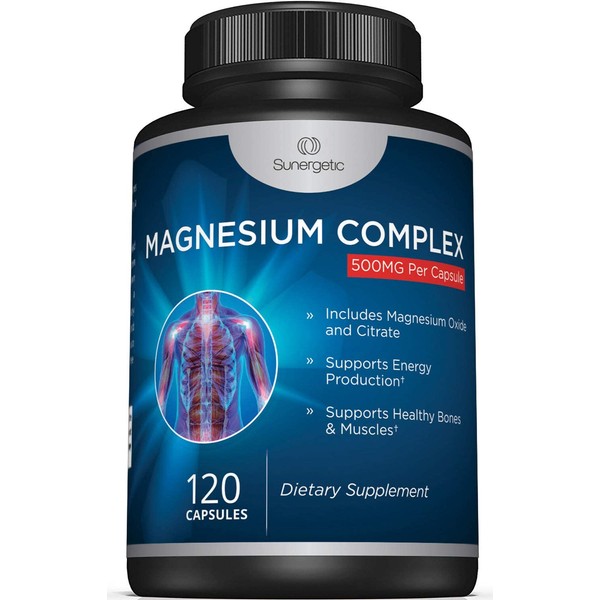 Premium Magnesium Citrate Capsules – Powerful 500mg Magnesium Oxide & Citrate Supplement – Helps Support Healthy Bones, Muscles, Teeth, Energy & Relaxation – 120 Vegetable Capsules