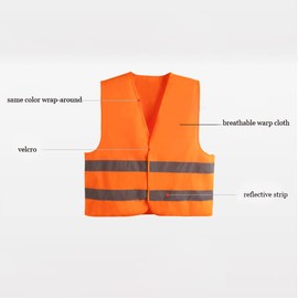 High Visibility Reflective Vest, Hi Vis Fluorescent Safety Waistcoat for Outdoor Worker, Volunteer and Surveyor Orange/Yellow)