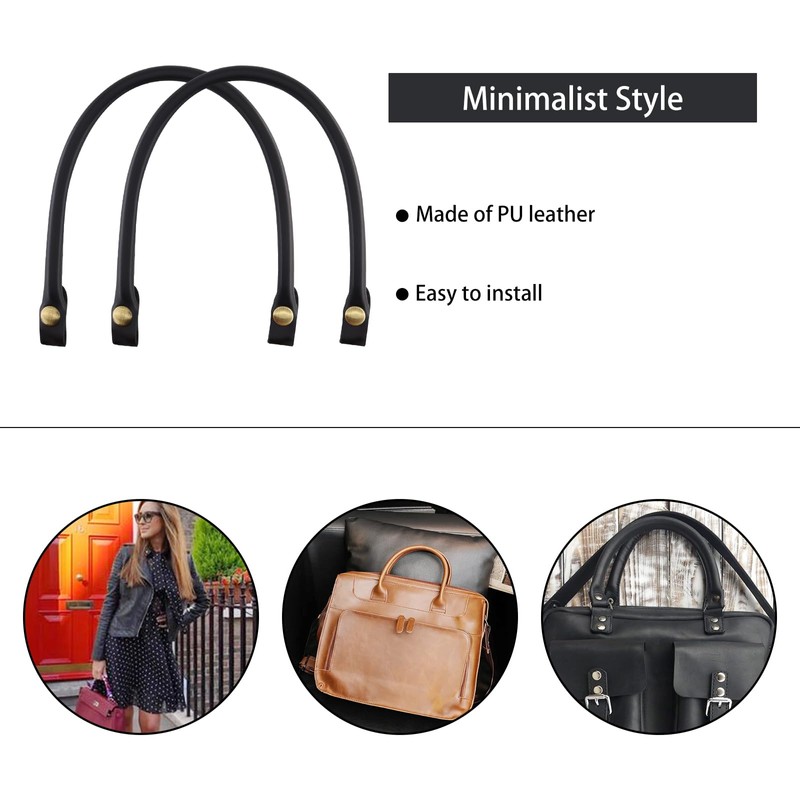 alwaiiz Pack of 2 Press Stud Bag Handles, Leather, Replacement