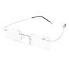 ZUVGEES Lightweight Titanium Stainless Steel Rimless Reading Glasses R1004 (Silver,