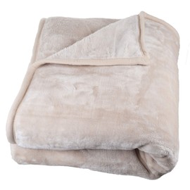 BH Solid Soft Heavy Thick Plush Mink Blanket 8 Pound - Beige