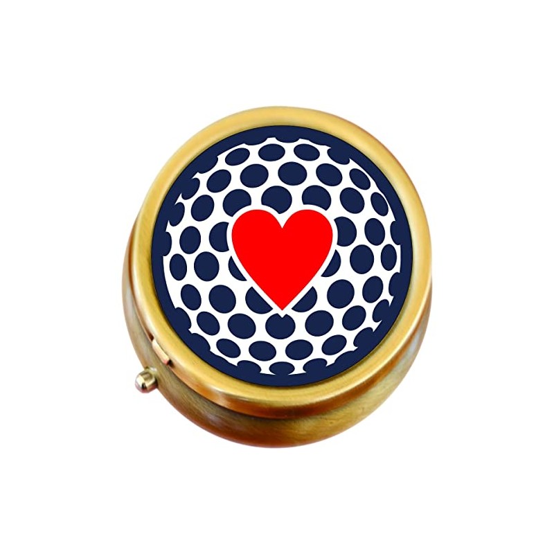 Heart on Golf Ball Brass Pill Box