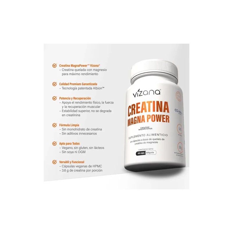 Creatina Magnapower Quelada 180 Cap-600 Mg| Vizana Nutrition