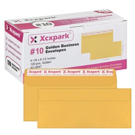 Xxcxpark 120 PCS #10 Golden Self Seal Kraft 4-1/8 x 9-1/2 inches Security Envelopes, Windowless Invisible Envelopes Super Strong Quick Seal Envelopes Security Tint Pattern Secure