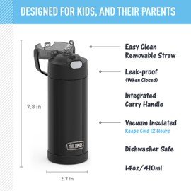 THERMOS FUNTAINER 14 Ounce Stainless Steel Vacuum Insulated Bottle, Black