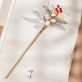 Rabithenn Velvet Morning Glory Hairpin Chinese Hanfu and Han Style Hair Retro Flower with Metal Handmade Hair Clip Hair Accessories for Women Girls Long Hair (Velvet Morning Glory)