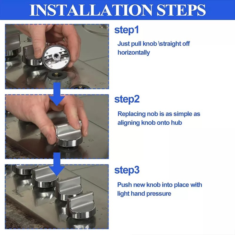 W10594481 5 Pcs W10594481 Stove Knobs Replacements Stainless Steel for