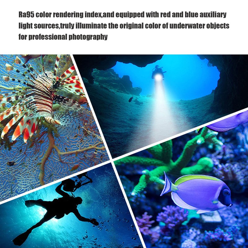 Head Torch, 5000lm, 5 Modes, LED Diving Flashlight, 100 Meters,