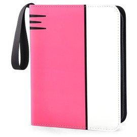 Card Binder 4 Pocket, Collectible Trading Card Albums Fits 400 Cards with 50 Removable Sleeves, Portable Trading Card Binder Collection Album Holder, Game Card Case book With Zipper for Gifts, Pink
