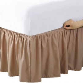 Bed Maker's Maker’s Never Lift Your Mattress Microfiber Wrap-Around Bed Maker's Skirt, Gathered Ruffled Style, Classic 14 Inch Drop Length, Full, Mocha