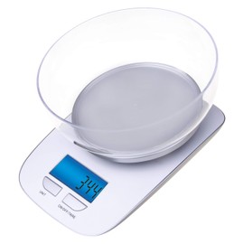 EMOS digitale Küchenwaage mit Rührschüssel, Digitalwaage mit beleuchtetem LCD Display, TARA-Funktion, Nahrungsmittelskala/Elektronische Waage mit Präzision bis zu 1g, Tragkraft 5 kg