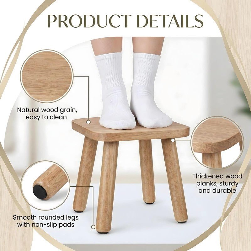 9 Inch Small Wooden Step Stool Solid Wood Stool Wooden
